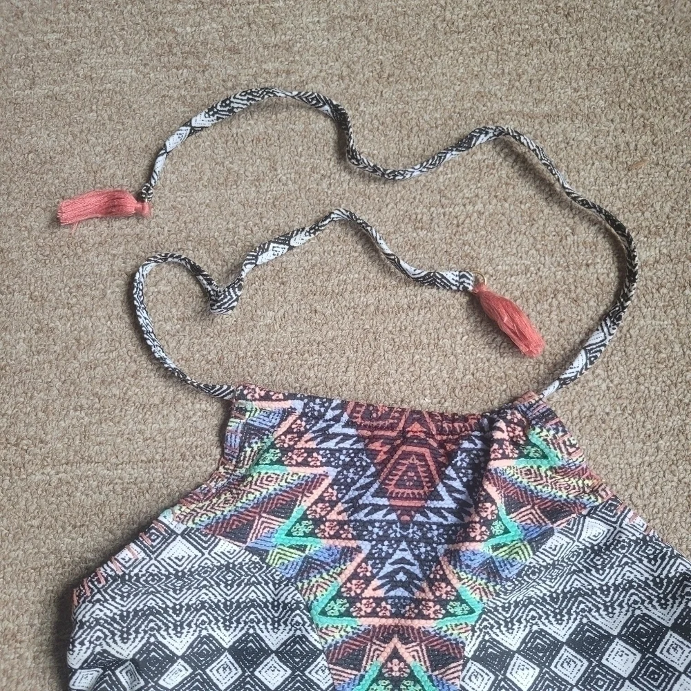 NWOT No Boundaries Women's Tribal Aztec Print Halter Swim Top Size Large (11-13)